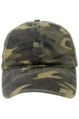 Distressed Camouflage Mesh Back cap - Simply Me Boutique