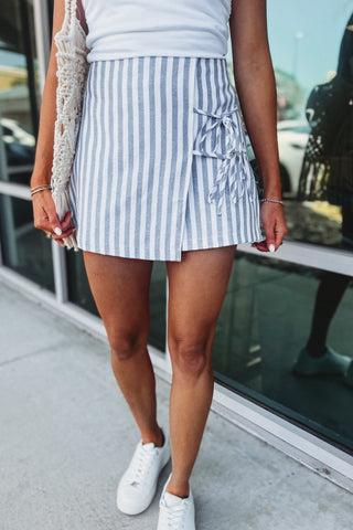 Dockside Days Grey Striped Skort - Simply Me Boutique