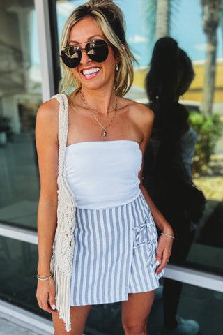 Dockside Days Grey Striped Skort - Simply Me Boutique