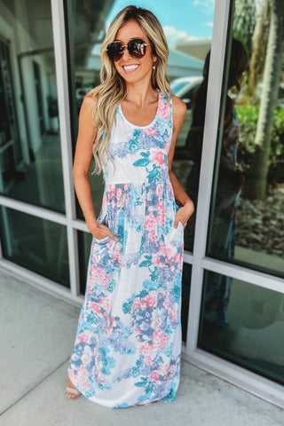 DOORBUSTER Lightweight Material Floral Maxi Dress - Simply Me Boutique