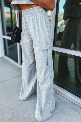 Dreamy Days Heather Grey Crop Top Cargo Pants SET - Simply Me Boutique