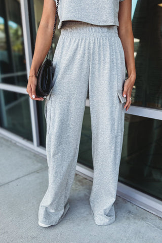 Dreamy Days Heather Grey Crop Top Cargo Pants SET - Simply Me Boutique