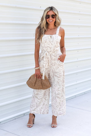 Driftwood Dreams Straight Neck Cropped Jumpsuit - Simply Me Boutique
