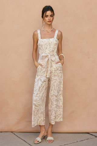 Driftwood Dreams Straight Neck Cropped Jumpsuit - Simply Me Boutique