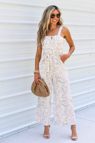 Driftwood Dreams Straight Neck Cropped Jumpsuit - Simply Me Boutique