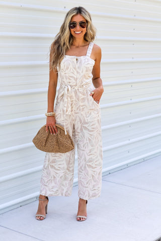 Driftwood Dreams Straight Neck Cropped Jumpsuit - Simply Me Boutique