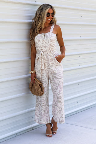 Driftwood Dreams Straight Neck Cropped Jumpsuit - Simply Me Boutique