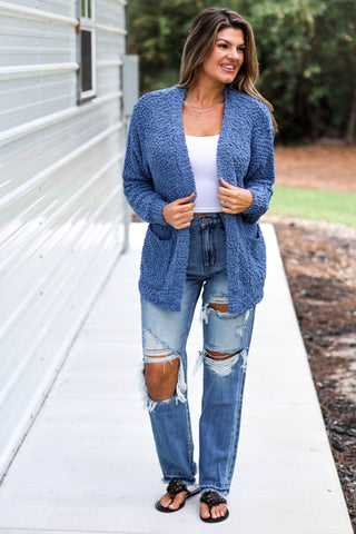 DUSTY BLUE In a Daydream Popcorn Cardigan - Simply Me Boutique