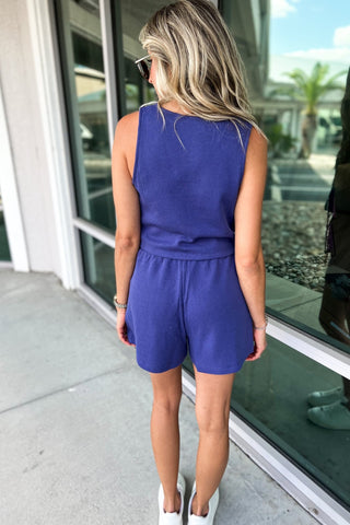 Easy Days Blue Waffle Knit SHORTS - Simply Me Boutique