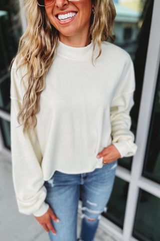 Easy Does it Cream Cropped Sweater - Simply Me Boutique