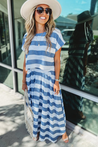 Easy Escape Blue Striped Crop Top - Simply Me Boutique