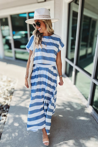 Easy Escape Blue Striped Crop Top - Simply Me Boutique