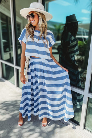 Easy Escape Blue Striped Crop Top - Simply Me Boutique