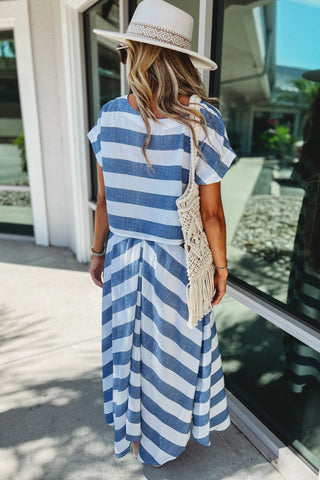 Easy Escape Blue Striped Crop Top - Simply Me Boutique