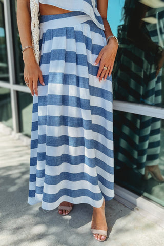 Easy Escape Blue Striped Skirt - Simply Me Boutique