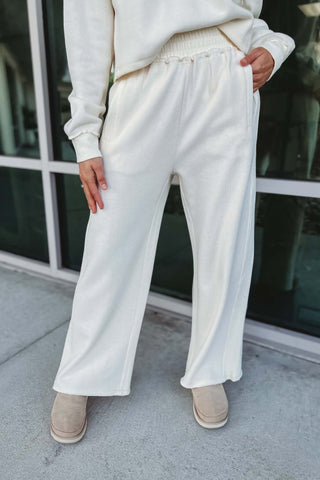 Easy Peasy Ribbed Side Panel Cream Pants - Simply Me Boutique