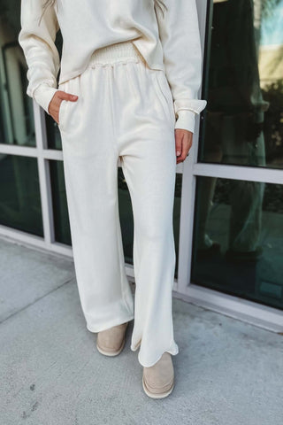 Easy Peasy Ribbed Side Panel Cream Pants - Simply Me Boutique