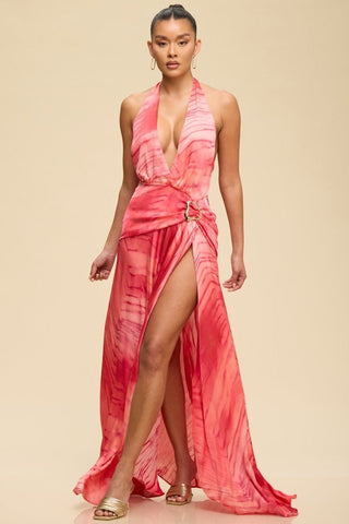 Electric Sunset Halter Maxi Dress - Simply Me Boutique