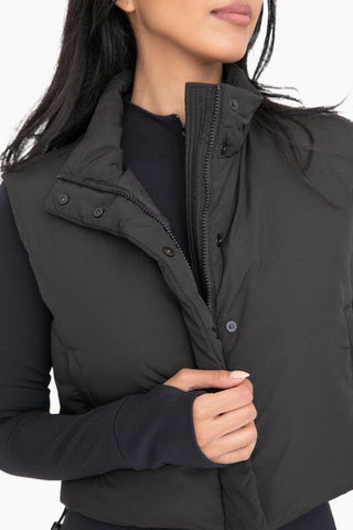 Embrace It All Cropped High Neck Black Puffer Vest - Simply Me Boutique