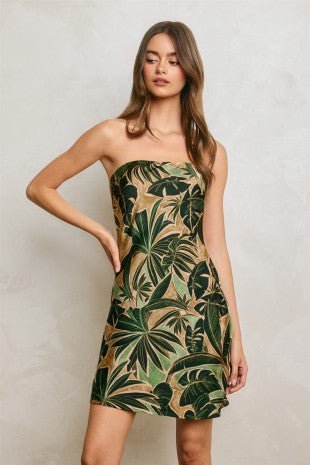 Emerald Palms Tie Back Mini Dress - Simply Me Boutique
