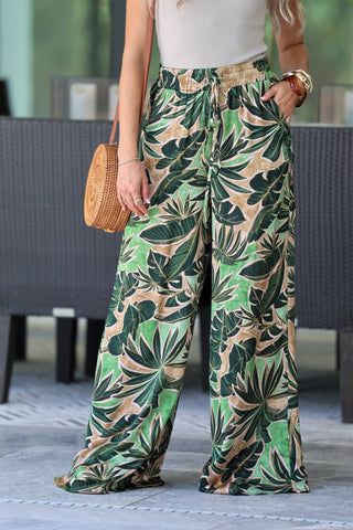 Emerald Palms Wide Leg Pants - Simply Me Boutique