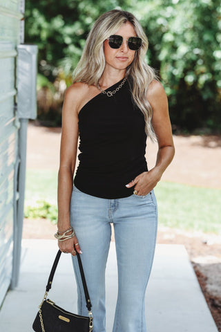 Endless Charm Ruched One Shoulder Top - Simply Me Boutique