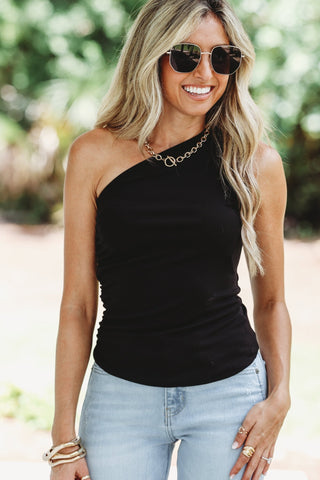 Endless Charm Ruched One Shoulder Top - Simply Me Boutique