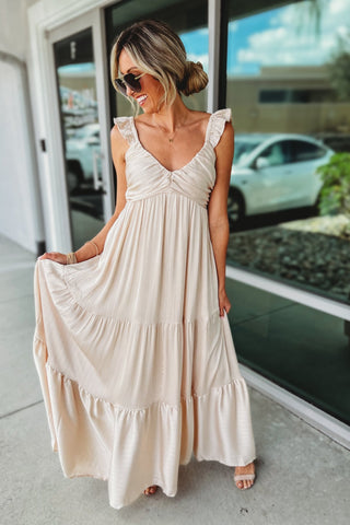 Ethereal Satin Tiered Maxi Dress - Simply Me Boutique