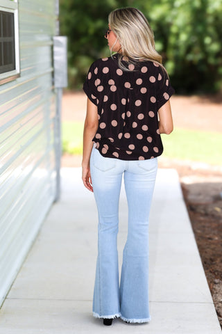 Everyday Chic Polka Dot Top (Chocolate Brown) - Simply Me Boutique
