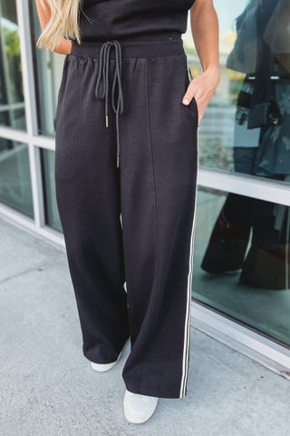 Everyday Sport Stripe Black Pants - Simply Me Boutique