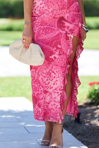 Exotic Escape Hot Pink Strapless Midi Dress - Simply Me Boutique