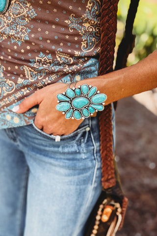 Extra Large Western Turquoise Arm Cuff Bracelet - Simply Me Boutique