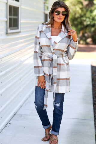 Fall Essential Plaid Print Coat - Simply Me Boutique