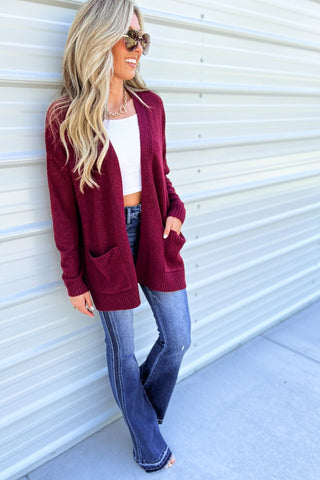 Fall I Want Burgundy Knit Cardigan - Simply Me Boutique