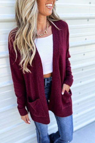 Fall I Want Burgundy Knit Cardigan - Simply Me Boutique