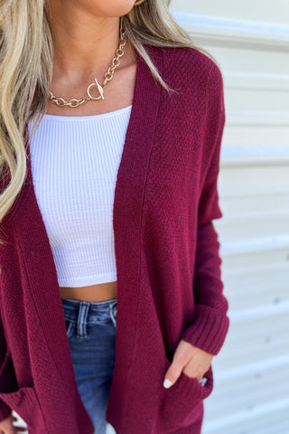 Fall I Want Burgundy Knit Cardigan - Simply Me Boutique