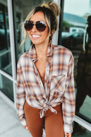 Falling Leaves Flannel Shirt Top - Simply Me Boutique