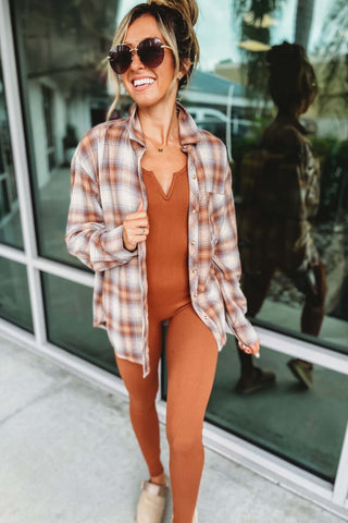 Falling Leaves Flannel Shirt Top - Simply Me Boutique