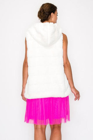 Faux Fur Collared Vest White - Simply Me Boutique