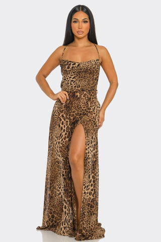 Fierce Beauty Sheer Fabric Leopard Maxi Dress - Simply Me Boutique