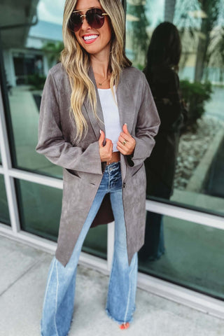 First in Line Faux Suede Coat - Simply Me Boutique