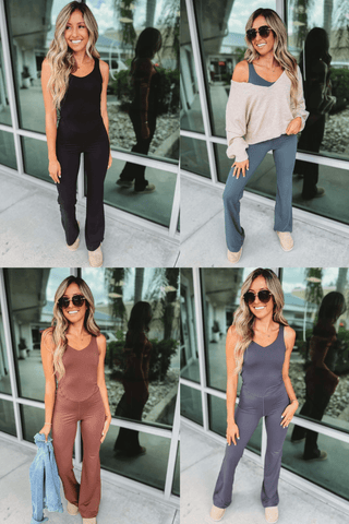 Flared Bodycon Jumpsuit 5 COLORS! - Simply Me Boutique