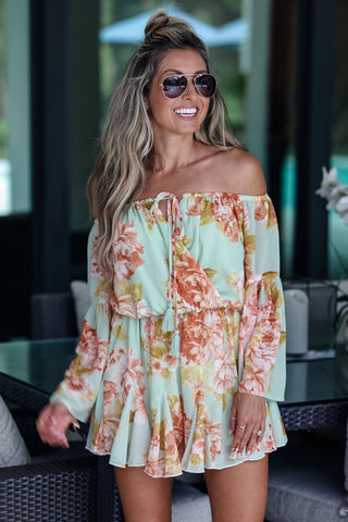 Floral Breeze Sage Romper - Simply Me Boutique