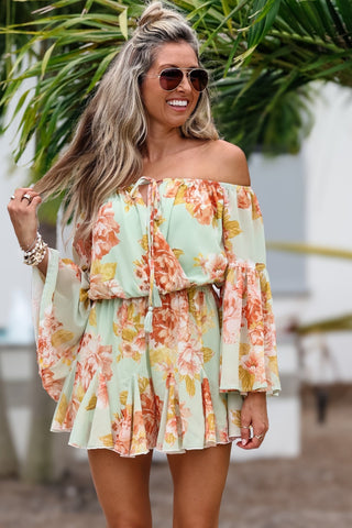 Floral Breeze Sage Romper - Simply Me Boutique