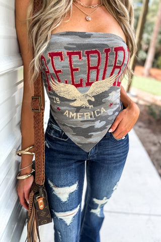 Free Bird Camo Tie Back Tube Top - Simply Me Boutique