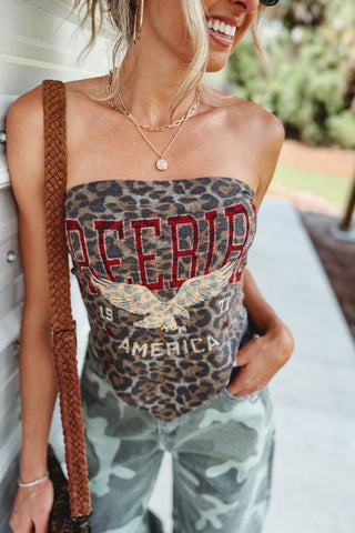 Free Bird Leopard Tie Back Tube Top - Simply Me Boutique