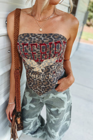 Free Bird Leopard Tie Back Tube Top - Simply Me Boutique