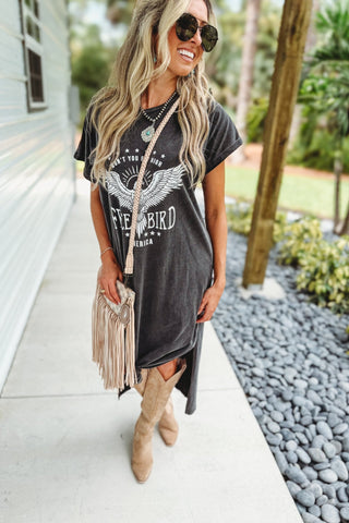 Free Bird Mineral Washed Black Graphic Maxi Dress - Simply Me Boutique
