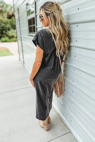 Free Bird Mineral Washed Black Graphic Maxi Dress - Simply Me Boutique