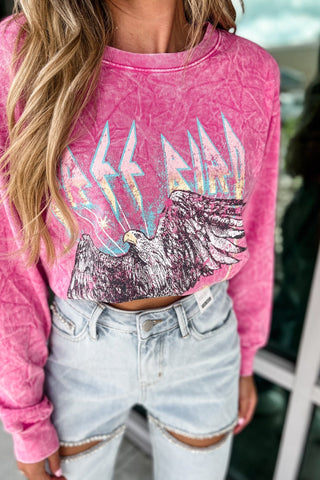 *Free Bird Mineral Washed Pink Graphic Sweatshirt - Simply Me Boutique